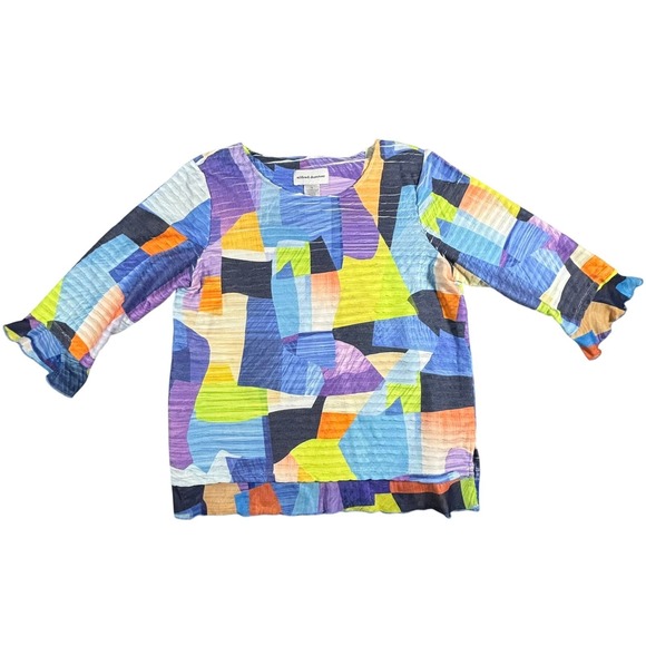Alfred Dunner Tops - Alfred Dunner Womens Geometric Print Textured 3/4 Sleeve Top Size S